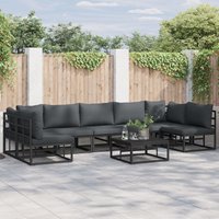 Berkfield Home Garden Sofa Set 7 pcs Black 353 x 141.5 x 71 cm Aluminium