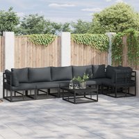 Berkfield Home Garden Sofa Set with Cushion with Pillow 7 pcs Black Aluminium