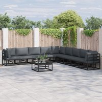 Berkfield Home Garden Sofa Set 10 pcs Black 70 x 70 x 32 cm Aluminium