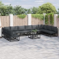 Berkfield Home Garden Sofa Set with Cushion with Pillow 10 pcs Black Aluminium