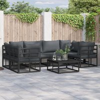 Berkfield Home Garden Sofa Set 7 pcs Black Aluminium