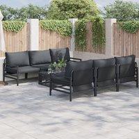 Berkfield Home Garden Sofa Set with Cushion with Pillow 7 pcs Anthracite Steel & Fabric