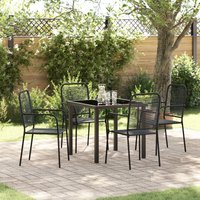 Berkfield Home 5 Piece Garden Dining Set Black Cotton Rope & Steel