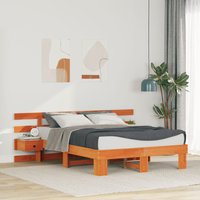 Berkfield Home with Drawer Brown Standard UK Small Double 4ft Solid pine wood