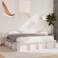 Berkfield Home Bed Frame with Lift-Up Storage in White, 160 x 200 cm, Solid Pine in White | Size: 160 x 200 cm