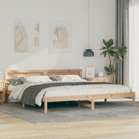 Berkfield Home with LED Strip Lights with Headboard Brown 200 x 200 cm Solid pine wood in Beige