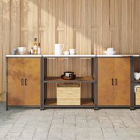 Berkfield Home Kitchen Storage Set with Shelf with Storage with Door 3 pcs Rusty 210 x 50 x 92 cm in Brown