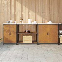 Berkfield Home with Shelf Other with Storage with Door 3 pcs Rusty Weathering steel in Brown