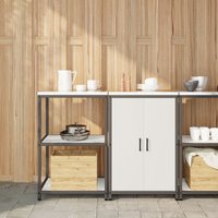 Berkfield Home Kitchen Storage Set with Shelf with Storage with Door Adjustable 2 pcs White Cold-rolled steel