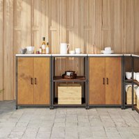 Berkfield Home Kitchen Storage Set with Shelf with Storage with Door 3 pcs Rusty 180 x 50 x 92 cm in Brown