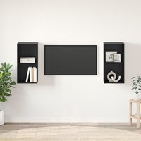 Berkfield Home Wall TV Cabinet 2 pcs Black oak 37 x 37 x 72 cm Engineered wood