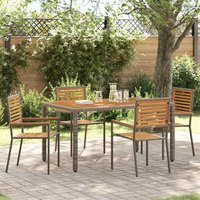 Berkfield Home Outdoor Chairs 4 pcs Grey, Brown PE rattan, Solid acacia wood in Grey