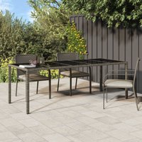 Berkfield Home Garden Dining Table Grey 250x100x75 cm Poly Rattan | Size: 250 x 100 x 75 cm