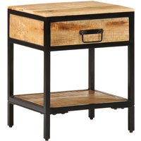 Berkfield Home Bedside Cabinet 40x35x50 cm Solid Wood Rough Mango in Brown | Size: 40 x 35 x 50 cm