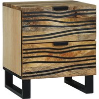Berkfield Home Bedside Cabinet 40x33.5x46 cm Solid Mango Wood & Engineered Wood in Beige