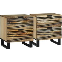 Berkfield Home Bedside Cabinets - 2 pcs, 40x33.5x46 cm, Solid Mango Wood & Engineered Wood in Brown | Size: 40x33.5x46 cm