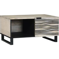 Berkfield Home Coffee Tables White, Black 80 x 50 x 40 cm Solid mango wood