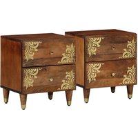 Berkfield Home Bedside Cabinets 2 pcs 40x33, 5x46 cm Solid Wood Mango in Brown