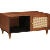 Berkfield Home Coffee Tables with Shelf Brown Cane & solid mango wood