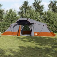 Berkfield Home Family Tent with Windows Dome Grey&Orange 6-Person Waterproof in Grey