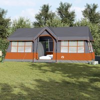 Berkfield Home Camping Tent with Windows Grey & Orange 12-Person Waterproof