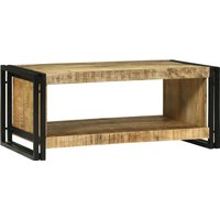 Berkfield Home Coffee Table 90x50x38 cm Solid Rough Wood Mango in Brown | Size: 90 x 50 x 38 cm