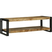 Berkfield Home Coffee Table 120x50x38 cm Solid Wood Rough Mango in Brown | Size: 120 x 50 x 38 cm