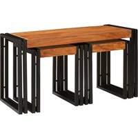 Berkfield Home End Tables 3 pcs Brown & Black Solid Acacia wood