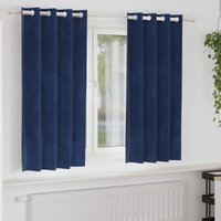 Berkfield Home Blackout Curtains with Eyelets 2 pcs Dark Blue Velvet in Navy