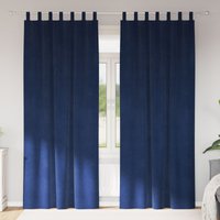 Berkfield Home Blackout Curtains with Hanging Loops 2 pcs Dark Blue Velvet
