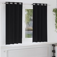 Berkfield Home Curtains with Curtains 2 pcs Black 175 x 140 cm Polyester