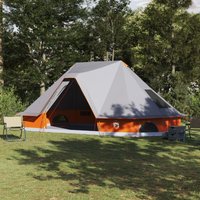 Berkfield Home Family Tent Tipi - Grey & Orange, 10-Person, Waterproof