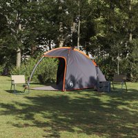 Berkfield Home Tent with Roof Manual Grey & Orange Large Polyester & fibreglass