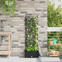Berkfield Home Garden Planter with Trellis Black 40x40x125.5 cm
