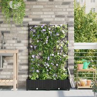 Berkfield Home Garden Planter with Trellis 2 pcs Black 80x40x125.5 cm