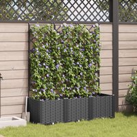 Berkfield Home Garden Planter with Trellis 3 pcs Black 120x40x143 cm | Size: 120 x 40 x 143 cm