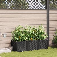 Berkfield Home Garden Planters with Water Irrigation System 3 pcs Black