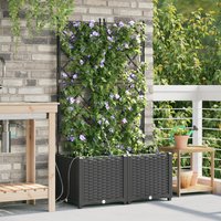 Berkfield Home Garden Planters with Water Irrigation System 2 pcs Black
