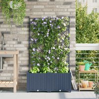 Berkfield Home Garden Planter with Trellis 2 pcs Grey 80x40x143 cm | Size: 80 x 40 x 143 cm