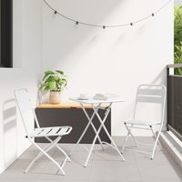 Berkfield Home 3-Piece Folding Bistro Set in White Steel