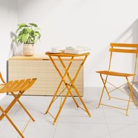 Berkfield Home Folding Bistro Table Mustard Yellow √ò50x71 cm Powder-coated Steel | Size: 50x71 cm