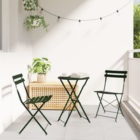 Berkfield Home 3-Piece Folding Bistro Set - Dark Green Steel