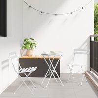Berkfield Home 3-Piece Folding Bistro Set - White Steel