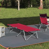 Berkfield Home Folding Camping Bed Red Metal & Fabric Standard Foldable