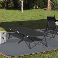 Berkfield Home Folding Sun Bed with Carry Bag Black 600D Oxford Fabric