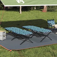 Berkfield Home Folding Sun Beds 2 pcs with Carry Bag Leaf Pattern 600D Oxford Fabric in Green