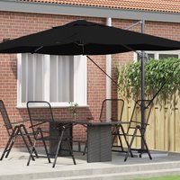 Berkfield Home Cantilever Umbrella Black Polyester canopy with metal frame Large