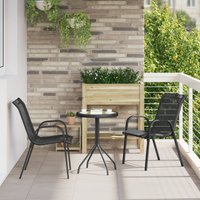 Berkfield Home 3 Piece Garden Bistro Set Black Textilene & Steel