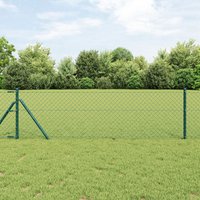 Berkfield Home Chain Link Fence Green 0.6x25 m Steel