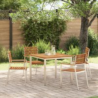 Berkfield Home Stackable Garden Chairs 4 pcs Solid Wood Acacia&Stainless Steel in Brown